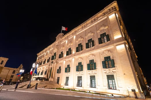 Valletta, Malta, April 03, 2024. external view of the hotel building of Castile, now the seat of the prime minister of the Maltese government in the city centre