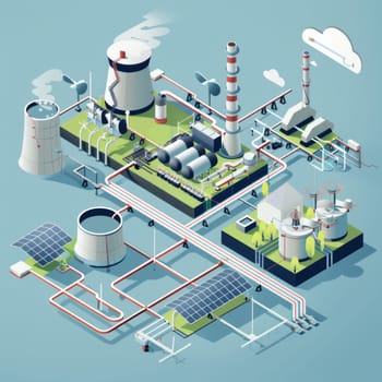 Flowchart of a large energy generation scenario showing different ways of generating energy.