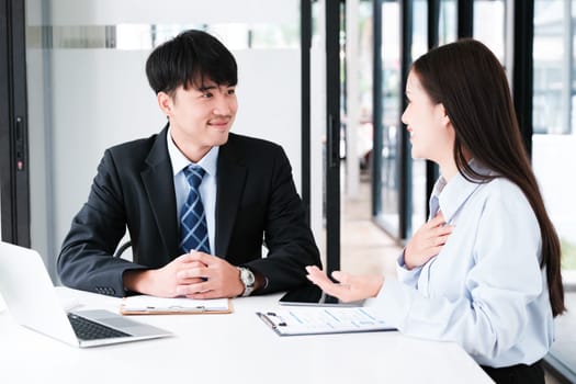 A candidate engaged in a job interview with a hiring manager, discussing qualifications and employment opportunities.