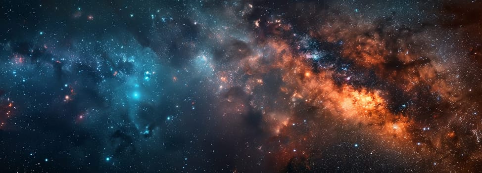 Vibrant cosmic landscape featuring starry sky, colorful nebulae, and vast universe views, ideal for graphic design backgrounds.