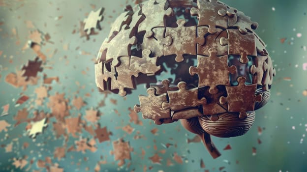 A brain model made of puzzle pieces AI