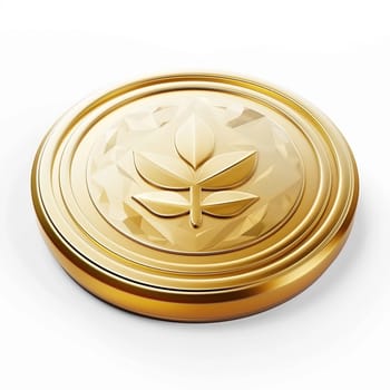 A shiny gold plate displaying a delicate flower design.