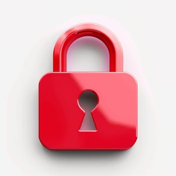 A red padlock is securely fastened on a plain white background, symbolizing security and protection.