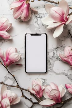 An phone case placed atop a wall covered in colorful flowers, creating a contrast between technology and nature.