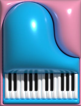 Piano key on pink background, 3D rendering illustration