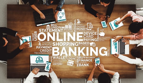 Online Banking for Digital Money Technology Concept. Graphic interface showing money transfer on internet website and digital payment service. uds