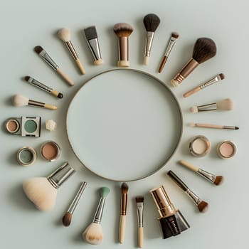 Body jewelry arranged in a circle around a white plate, creating a stunning visual display of Product, Gesture, and Art with a rim of natural material