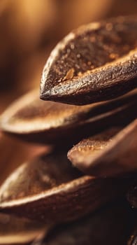 A close up of a bunch of brown seeds on top of each other