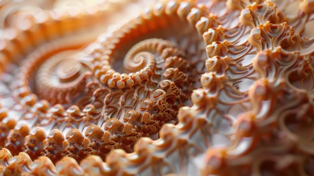 A close up of a spiral design on an object