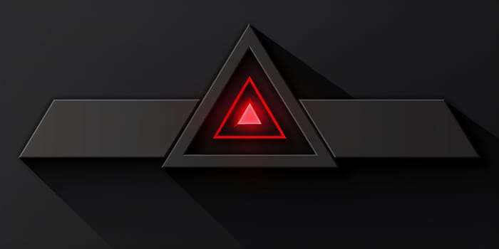 A red triangle with a black background and the word'red'