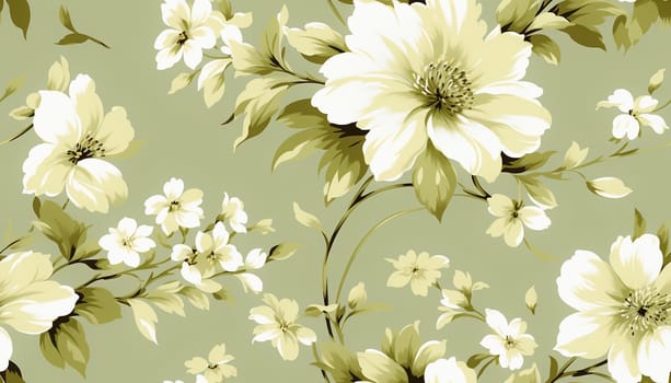 Seamless pattern tile background flowers and floral leaves plants. High quality photo