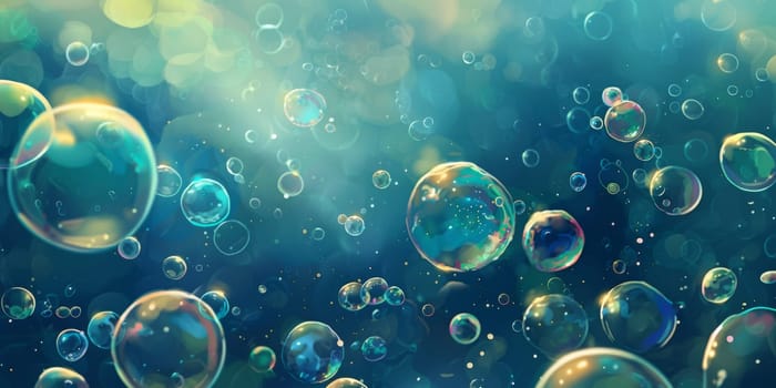 A bunch of a soap bubbles floating