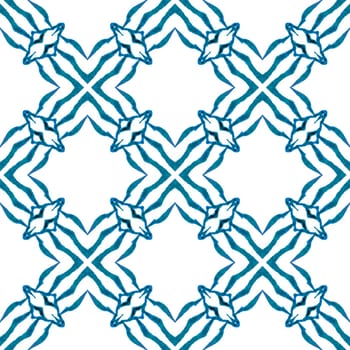 Textile ready comely print, swimwear fabric, wallpaper, wrapping. Blue pleasant boho chic summer design. Arabesque hand drawn design. Oriental arabesque hand drawn border.