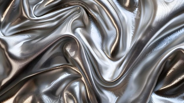 A close up of a nickel silver cloth with an intricate swirl pattern in electric blue. This material property showcases the art of visual arts with its unique metal design