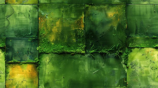 A weathered mossy green wall or ground background.