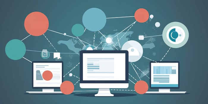 Illustration Of Communication Connection In Modern Internet World Represents The Concept Of Contemporary Telecommunication Life In Social Networks