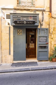 Valletta, Malta, April 03, 2024. Exterior view of a typical small Restaurant in ther city center