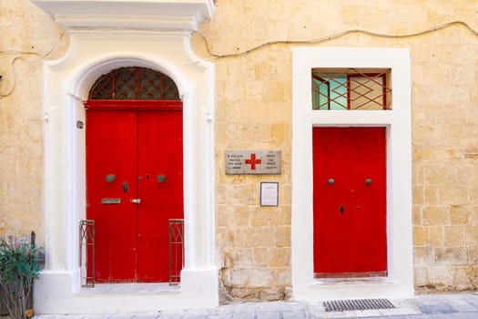Valletta, Malta, April 03, 2024. Exterrior view of the Malta red cross society headsquarters   in the city center
