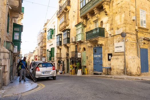 Valletta, Malta, April 03, 2024. view of life among the typical alleys in the city center