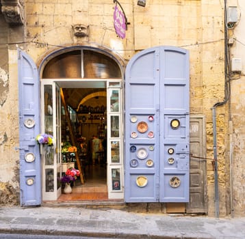 Valletta, Malta, April 03, 2024.  view of a typical craft shop in the city center