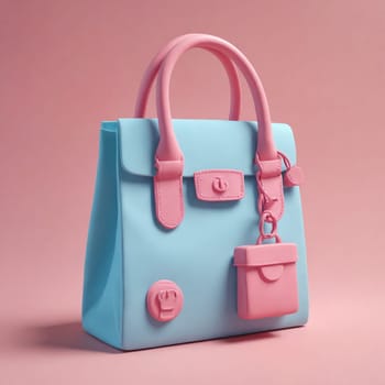 A rectangle electric blue shoulder bag with a magenta strap, attached to it is a peach pink purse. Perfect for travel and carrying your essentials in style