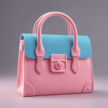Fashion-forward pink bag featuring a contrasting light blue flap.