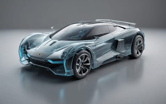 Futuristic transparent supercar concept, showcasing a glimpse of automotive evolution.