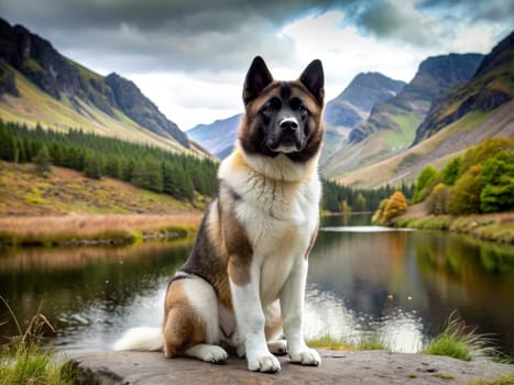 a dog on a beautiful background. quality ai generate