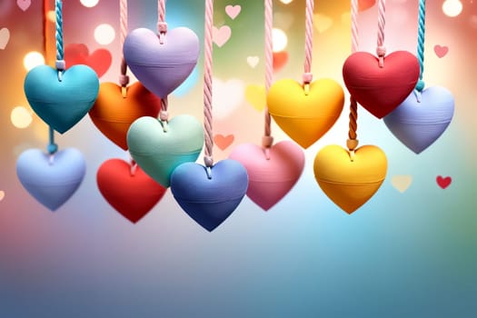 colorful bright hearts in pastel colors .