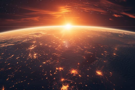 Sunrise Over Earth from Space Horizon Atmosphere