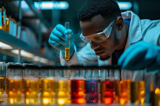 Scientist Analyzing Liquid in Test Tube in Laboratory