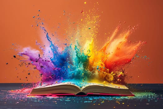 Vibrant Colors Bursting from Open Book. Imagination and Creativity Concept