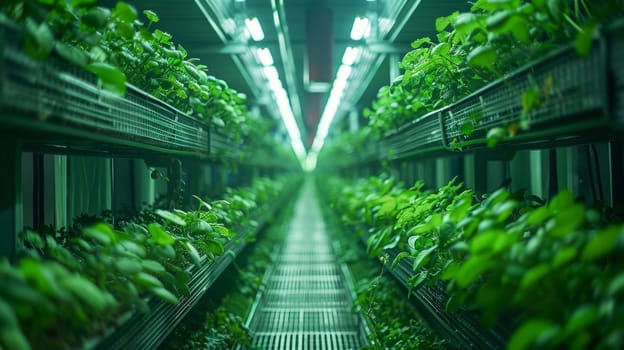 Vertical Farming, Sustainable Agriculture Technology with LED Lights and Hydroponics
