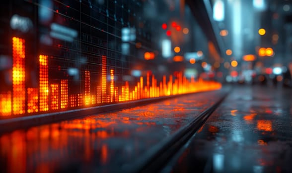 Investment chart of the stock market on the monitor. Selective soft focus.