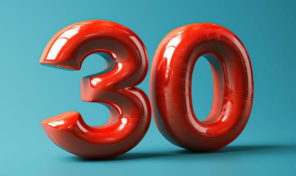 30 on an abstract color background. Selective soft focus.