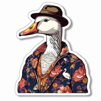 Sticker with a cool goose in glasses. High quality illustration