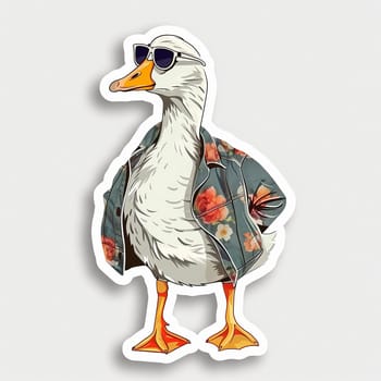 Sticker with a cool goose in glasses. High quality illustration