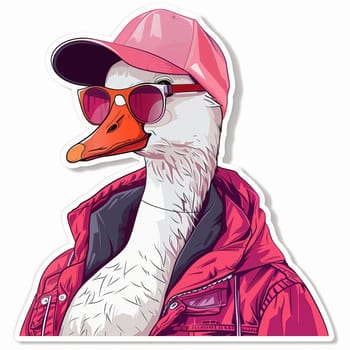 Sticker with a cool goose in glasses. High quality illustration