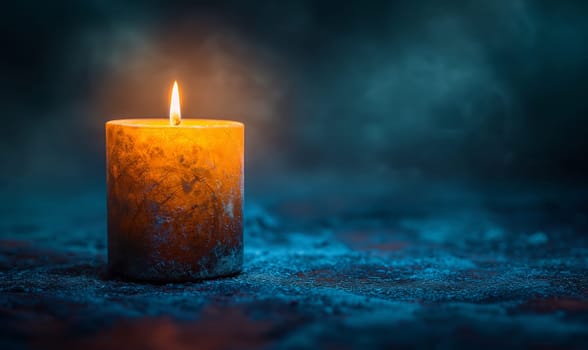 Burning candle on an abstract background. Selective soft focus.