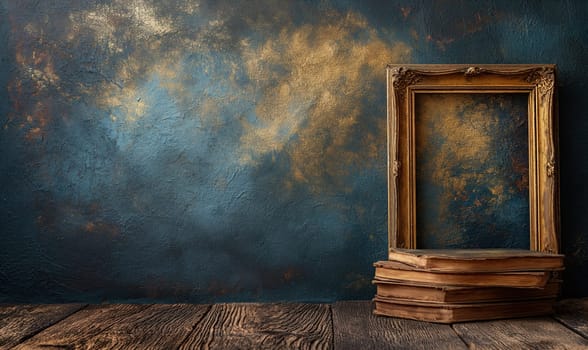 Frames for photos and paintings on the wall. Selective soft focus.