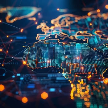 An abstract digital map.The concept of a global network and data exchange. High quality illustration