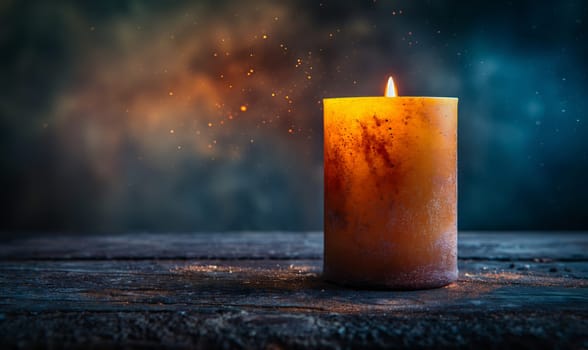 Burning candle on an abstract background. Selective soft focus.