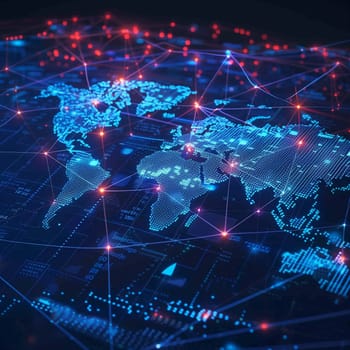 An abstract digital map.The concept of a global network and data exchange. High quality illustration