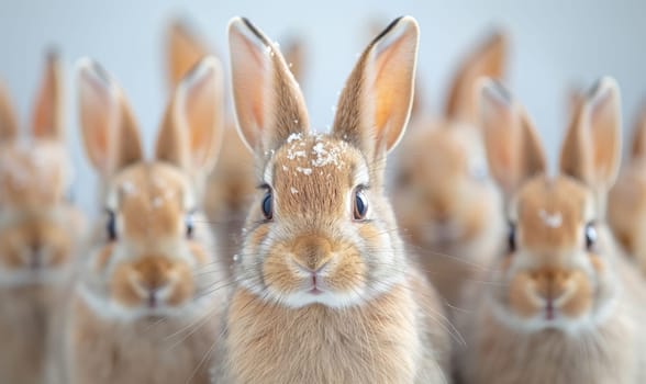 Illustration, cartoon, hares on a light background. Selective soft focus.