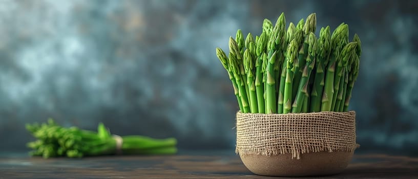 Green asparagus on an abstract background. Selective soft focus.