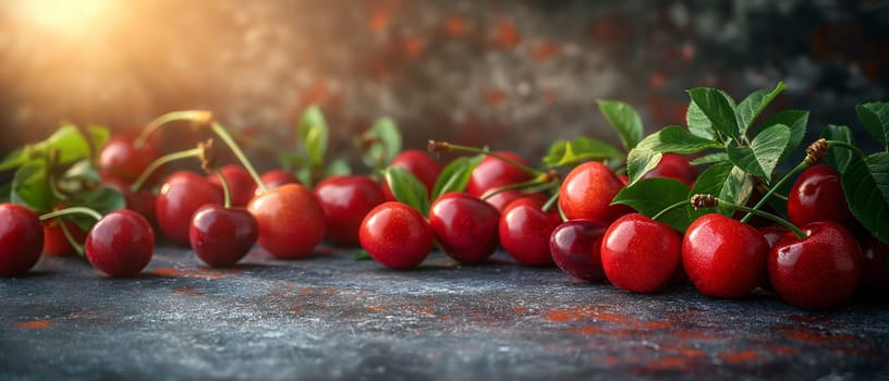 Ripe cherry on vintage background. Selective soft focus.