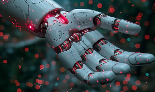 Futuristic robots on an abstract background. Selective soft focus.