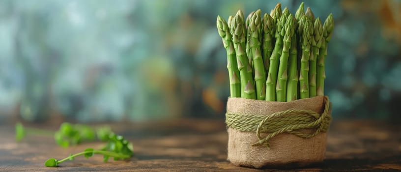 Green asparagus on an abstract background. Selective soft focus.