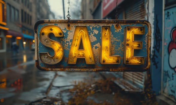 Discount sign, SALE on an abstract background. Selective soft focus.