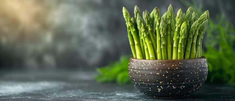 Green asparagus on an abstract background. Selective soft focus.